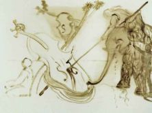 Haga click para ver la imagen ampliada warrior mounted on an elephant overpowering a cello 1983.jpg